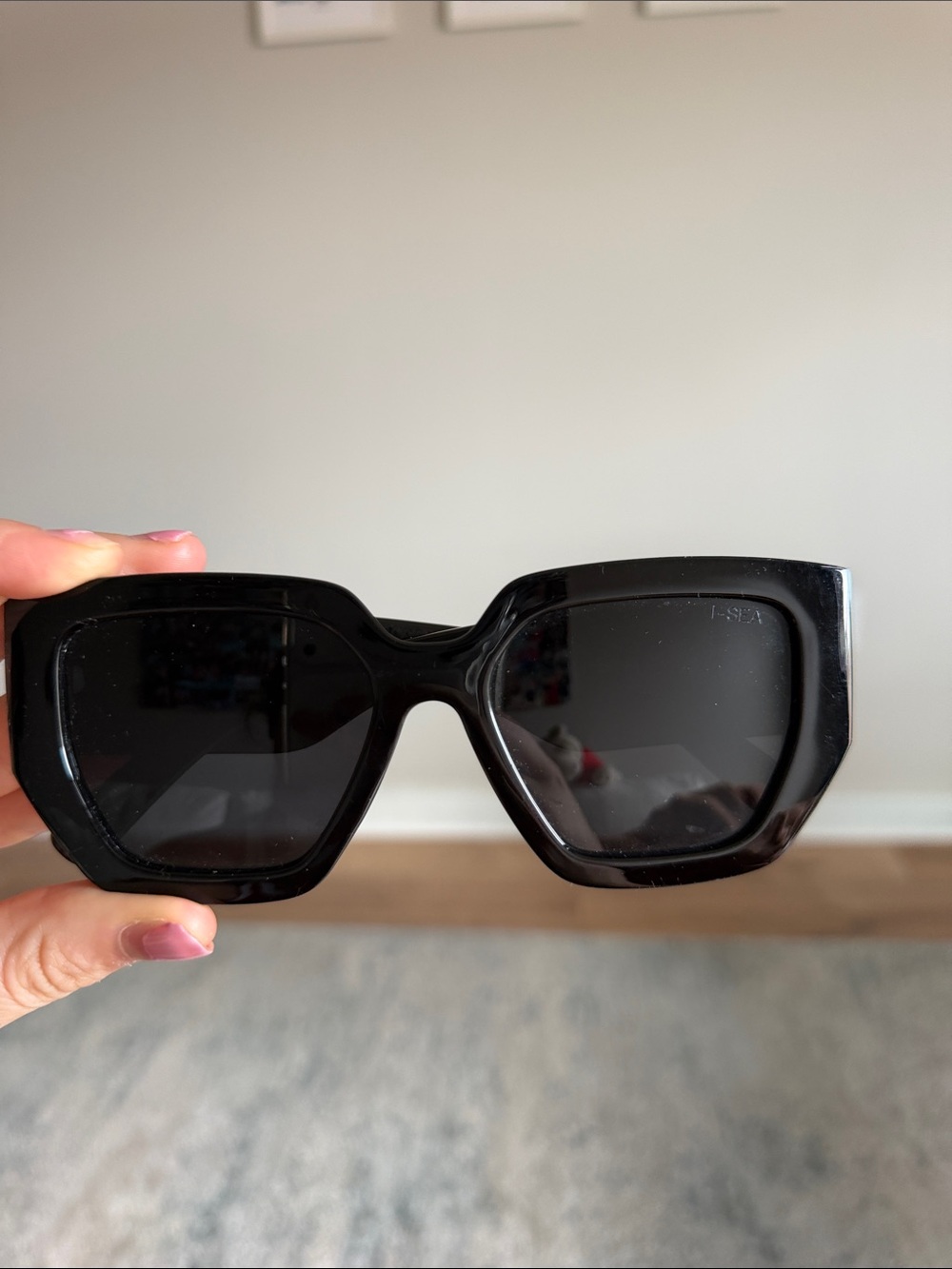 Anna Sui Black Oversized Square Sunglasses